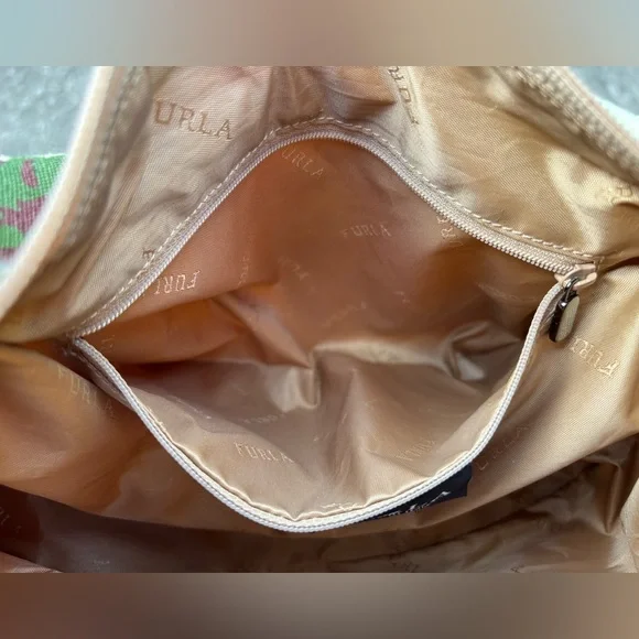 Furla Cream and Pink Floral Shoulder Bag A BEAUTY! - Picture 4 of 9